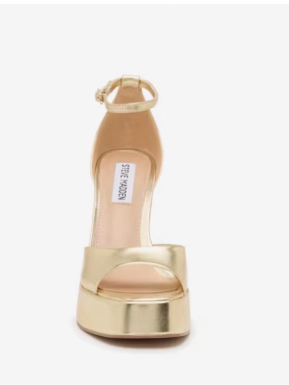 Steve Madden Metallic Gold Platform Ankle-Strap Heels - Picture 2 of 9